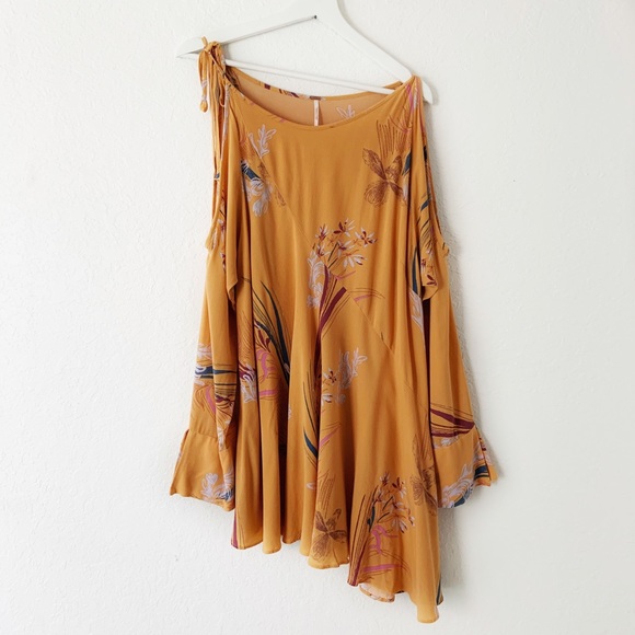 Free People Orange Cold Shoulder Mini Dress Tunic - Picture 3 of 8